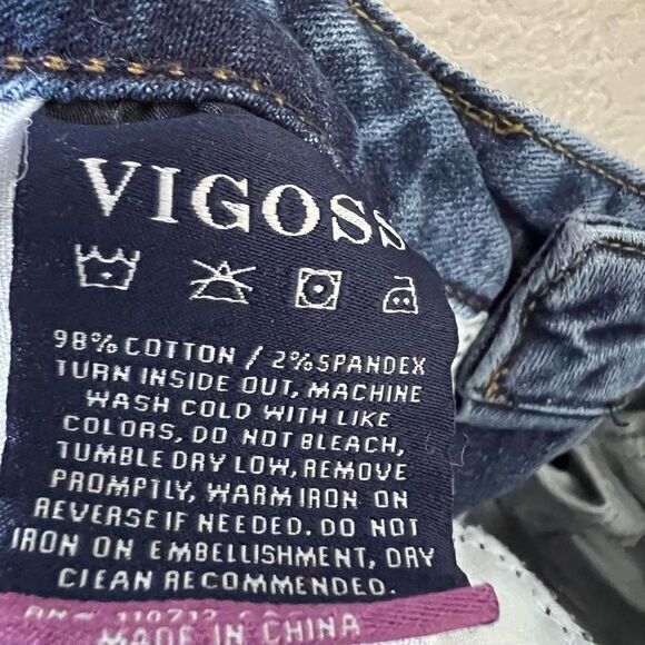 Vigoss Womens Blue Distressed Denim Jeans The Chealsea Crop Skinny Size 26 - Picture 8 of 9